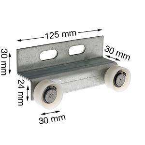 Medbringare m rullar på plåt, Thyssen M2TS4/M2TZ4/M2ZS4, 30x14mm