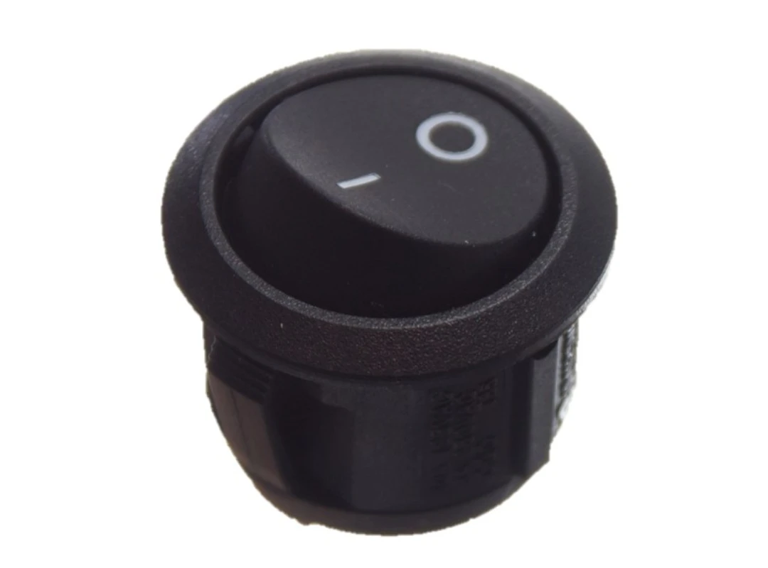 Knappbrytare, Rund, D=23/21mm, Max 250V, Max 10A, Svart