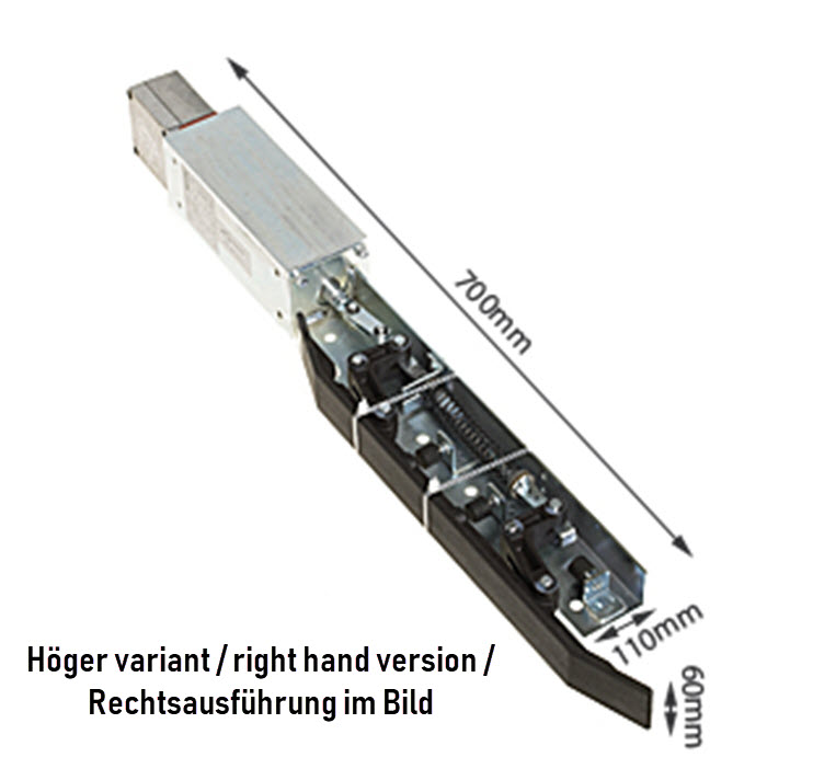 Retiring Ramp Retiring ramp, Kuhse V10 GL, 230VAC, 100%ED, left | Hissmekano