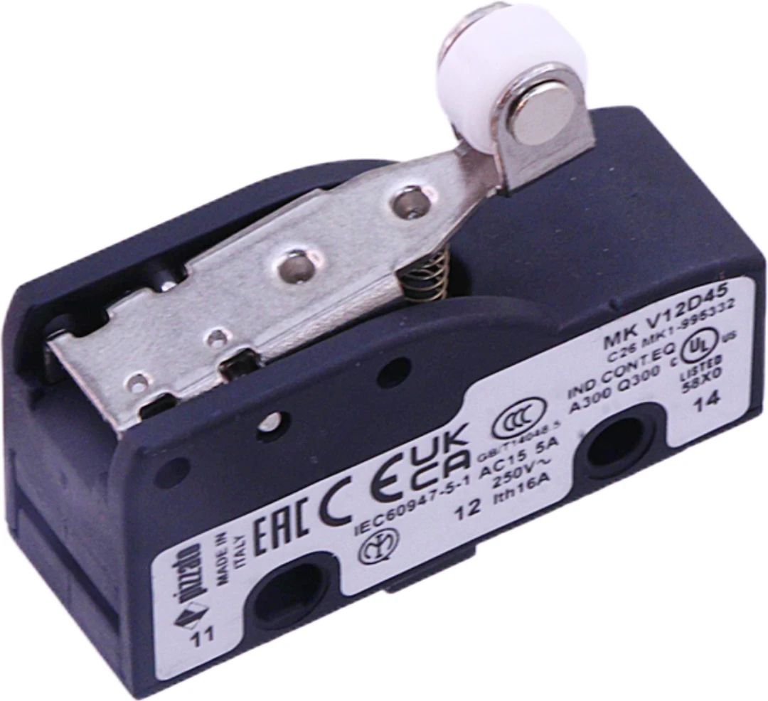 Mikrobrytare, Pizzato MKV12D45, arm 25mm med rulle D=10mm