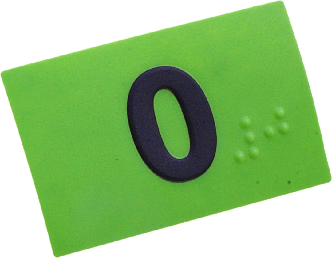 Etikett Knapptrycke, Cibes A5000/Kalea A4, grön, Braille, ''0''