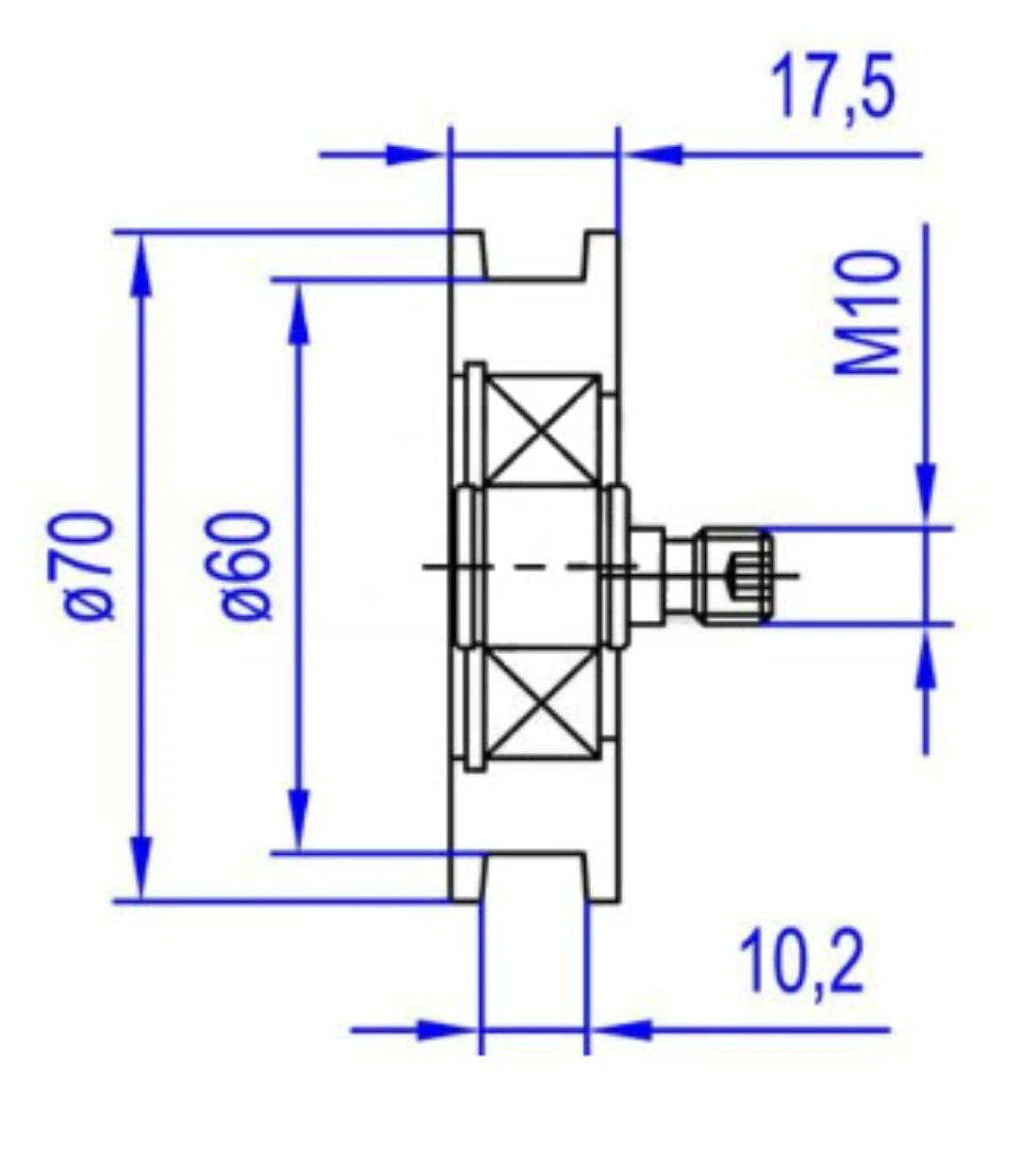 Bärrulle, KONE OAK24, ø70/60/M10x17,5/10,2mm, excentr.