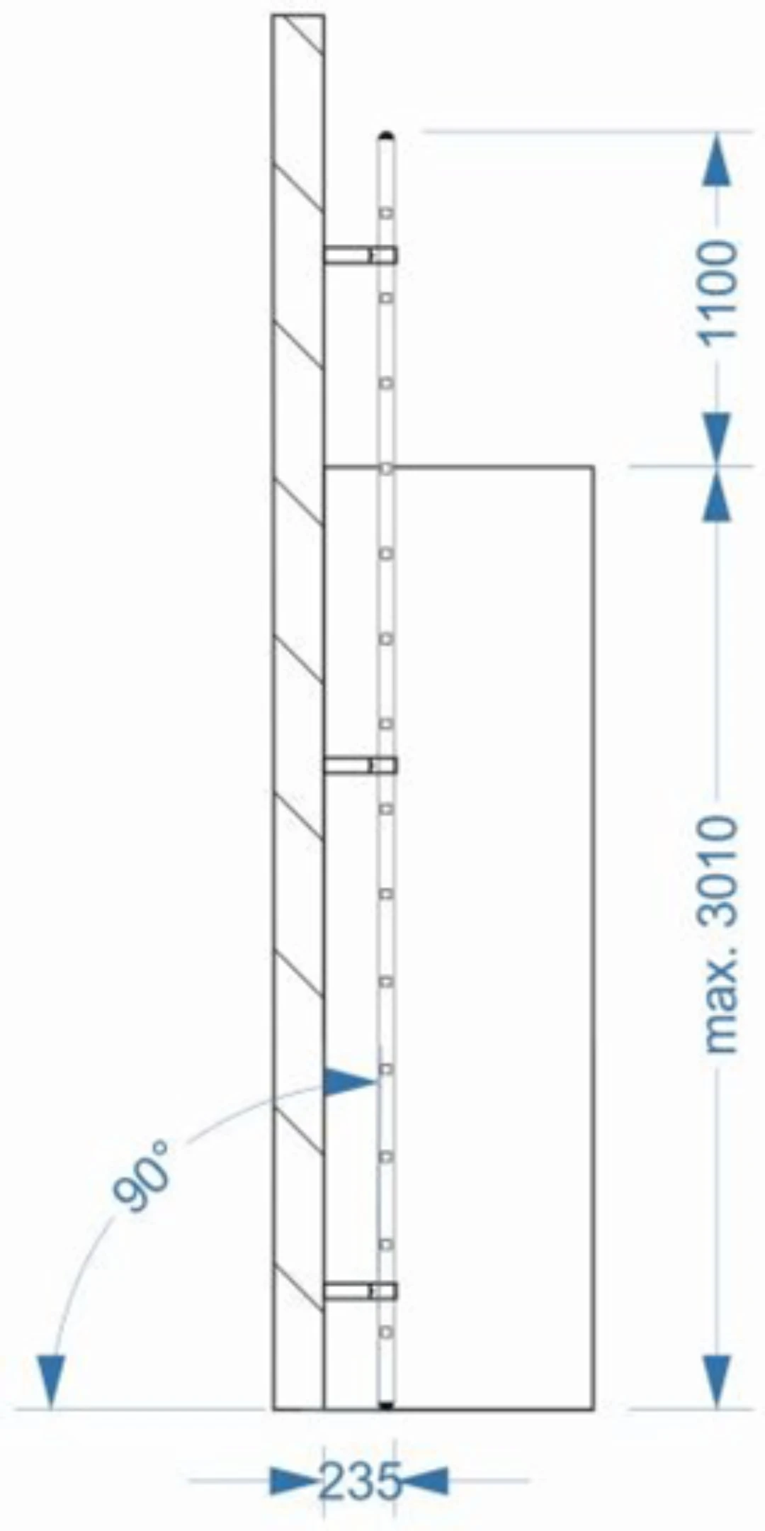 Gropstege med fästvinklar, l=4,2m, Aluminium